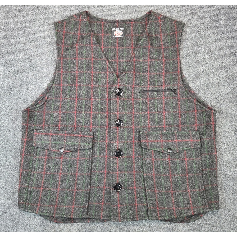 Johnson Woolen Mills Wool Vest Mens XL Adirondak Plaid